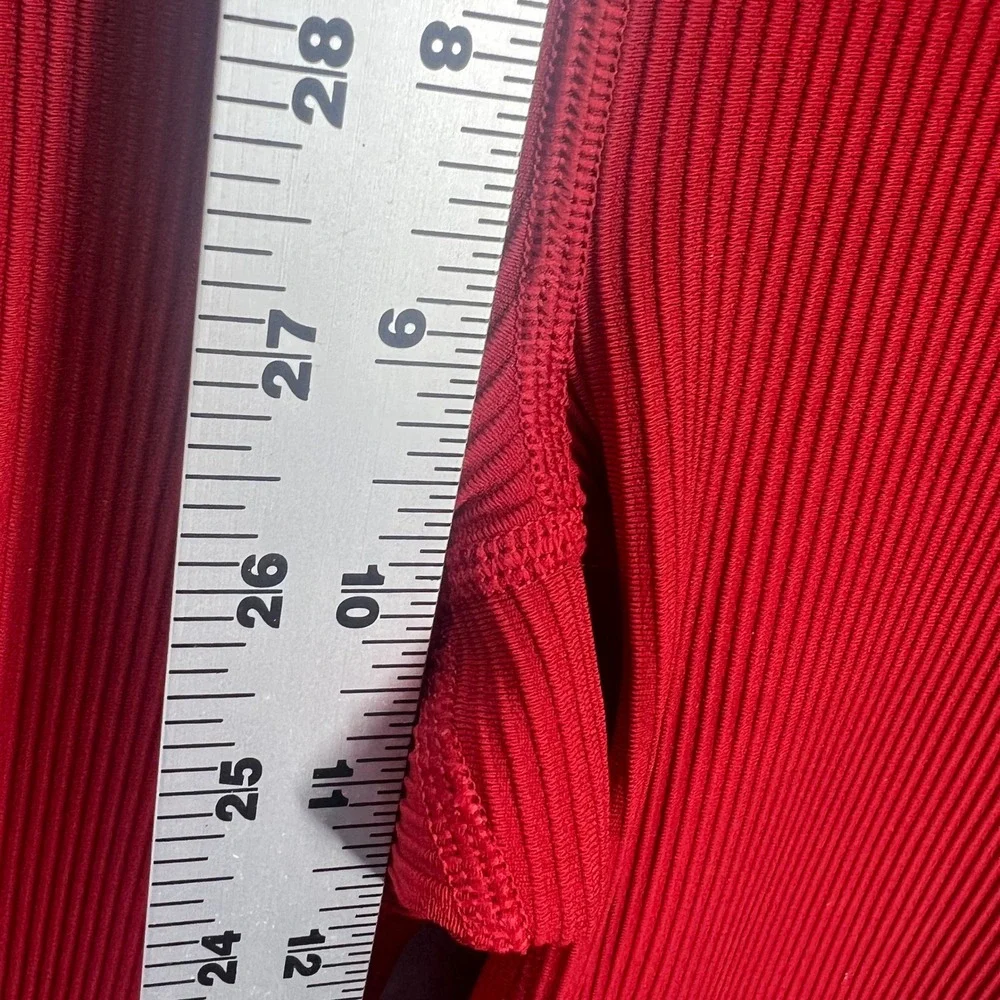 Athleta Salutation Stash Rib Flare Women XS Red Ribbed High Rise Yoga Leggings‎